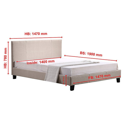 Double Linen Fabric Bed Frame Beige - Melbourne Home & Living