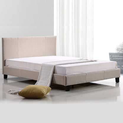 Queen Linen Fabric Bed Frame Beige - Melbourne Home & Living