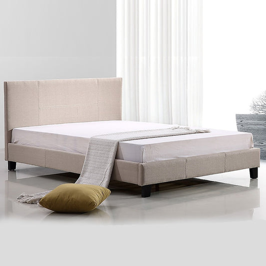 Queen Linen Fabric Bed Frame Beige - Melbourne Home & Living