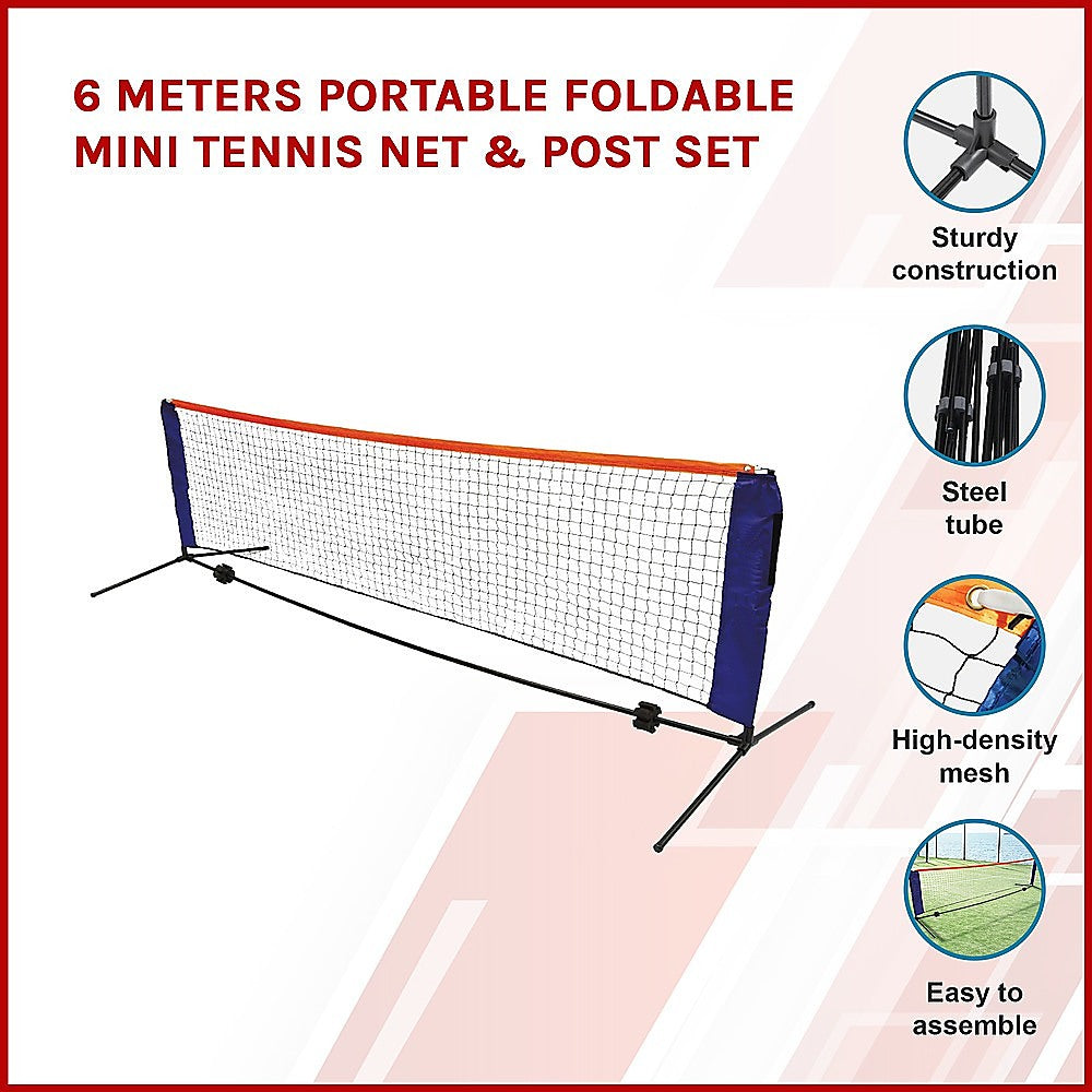 6 Meters Portable Foldable Mini Tennis Net & Post Set - Melbourne Home & Living