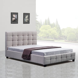 Linen Fabric Double Deluxe Bed Frame Beige - Melbourne Home & Living