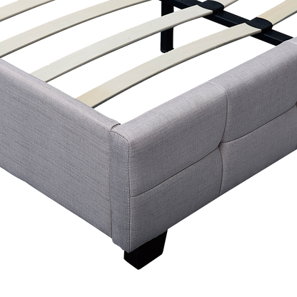 Linen Fabric Double Deluxe Bed Frame Beige - Melbourne Home & Living