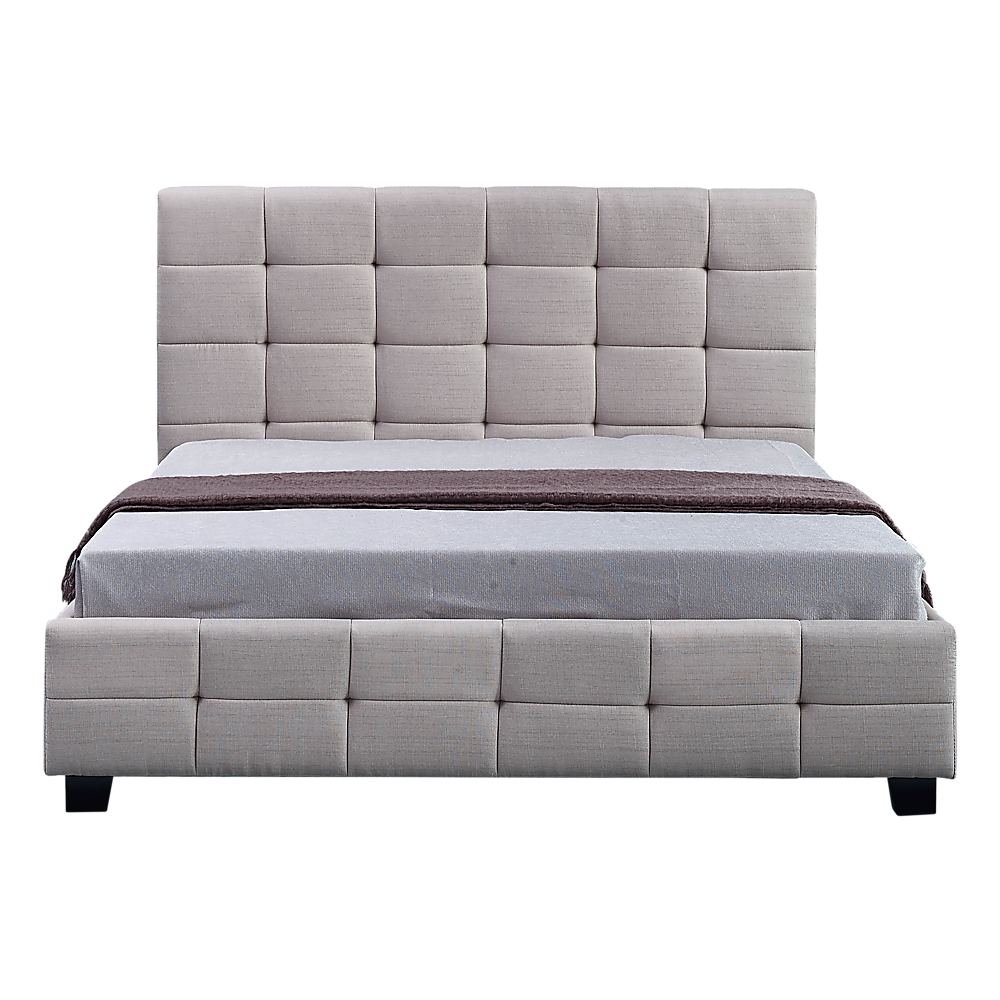 Linen Fabric Double Deluxe Bed Frame Beige - Melbourne Home & Living