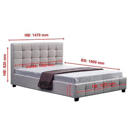 Linen Fabric Double Deluxe Bed Frame Beige - Melbourne Home & Living
