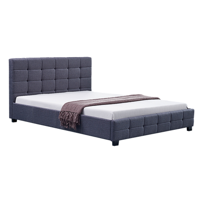 Linen Fabric Double Deluxe Bed Frame Grey - Melbourne Home & Living