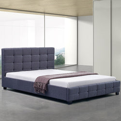 Linen Fabric Double Deluxe Bed Frame Grey - Melbourne Home & Living