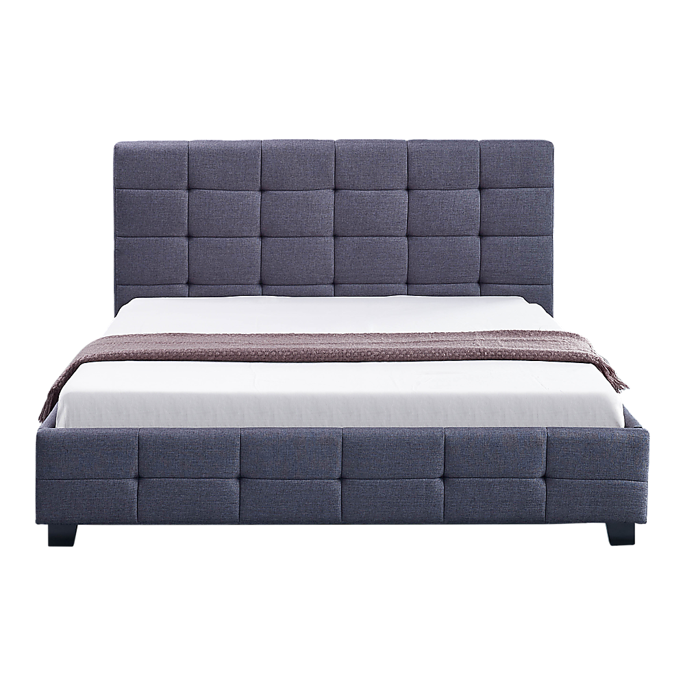 Linen Fabric Double Deluxe Bed Frame Grey - Melbourne Home & Living