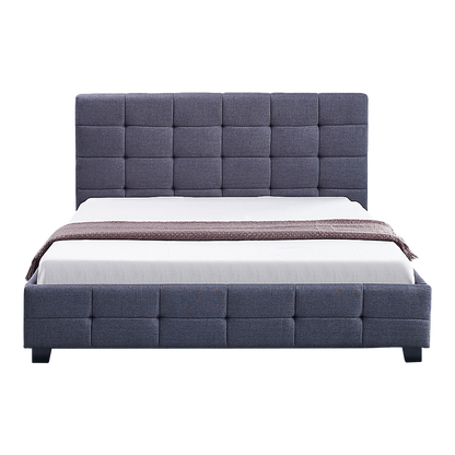 Linen Fabric Double Deluxe Bed Frame Grey - Melbourne Home & Living
