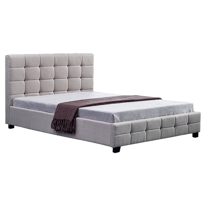 Linen Fabric Queen Deluxe Bed Frame Beige - Melbourne Home & Living
