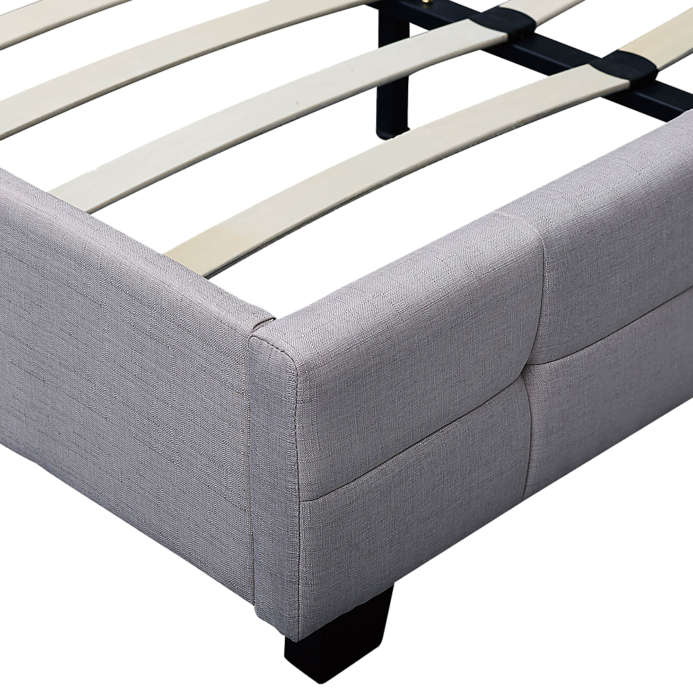 Linen Fabric Queen Deluxe Bed Frame Beige - Melbourne Home & Living