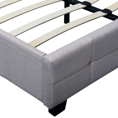 Linen Fabric Queen Deluxe Bed Frame Beige - Melbourne Home & Living