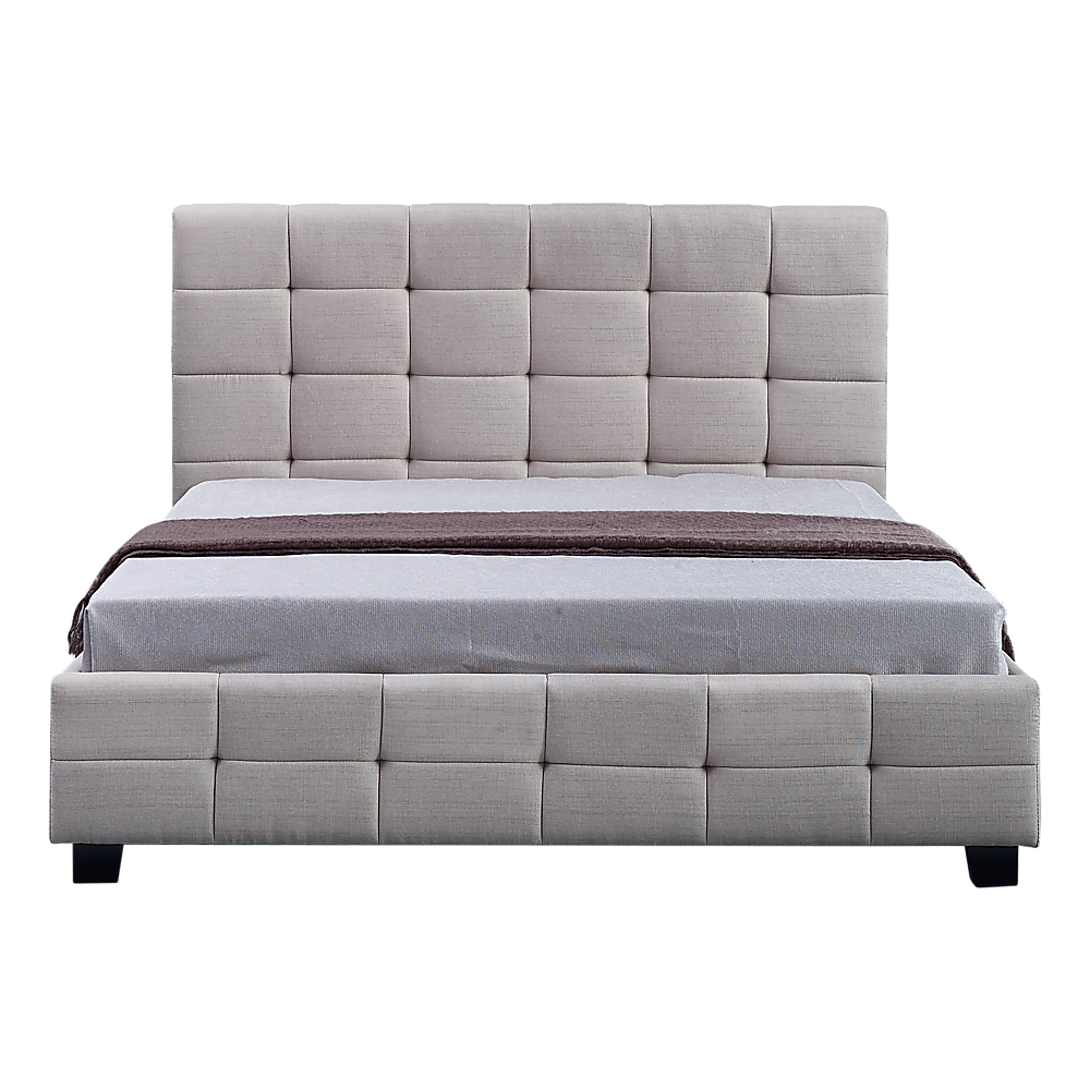 Linen Fabric Queen Deluxe Bed Frame Beige - Melbourne Home & Living