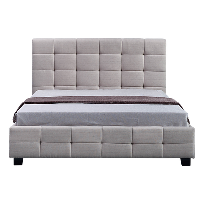 Linen Fabric Queen Deluxe Bed Frame Beige - Melbourne Home & Living