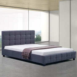Linen Fabric Queen Deluxe Bed Frame Grey - Melbourne Home & Living