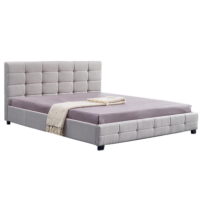 Linen Fabric King Deluxe Bed Frame Beige - Melbourne Home & Living