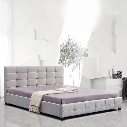 Linen Fabric King Deluxe Bed Frame Beige - Melbourne Home & Living