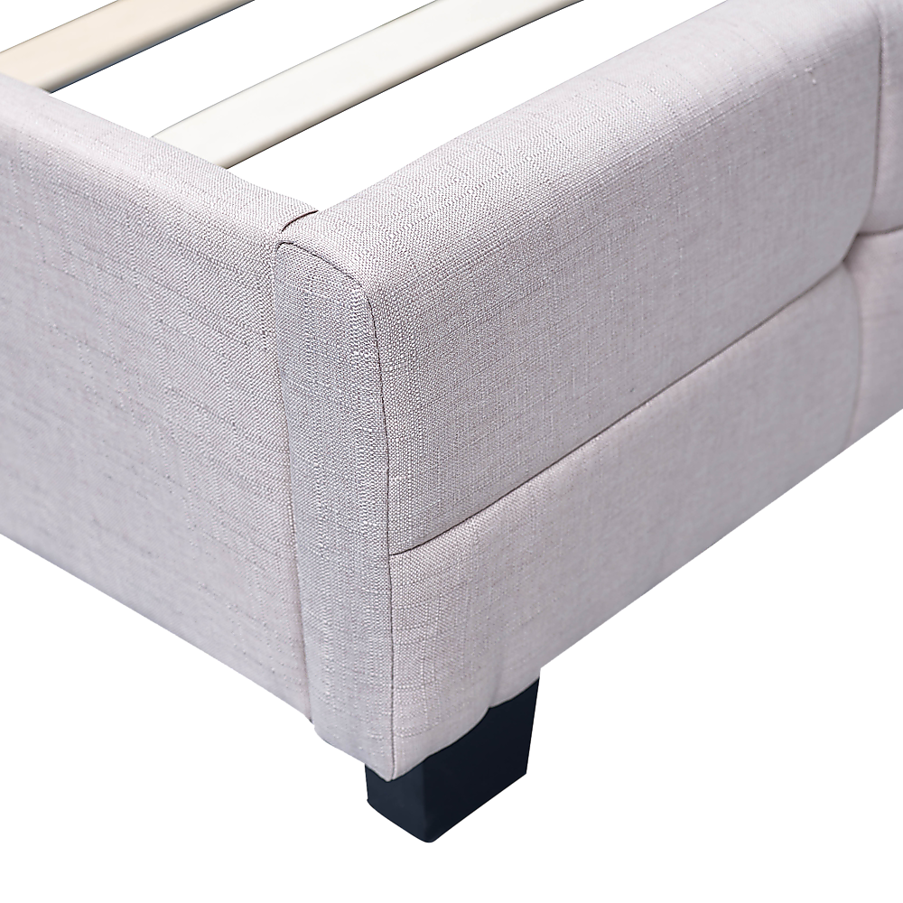 Linen Fabric King Deluxe Bed Frame Beige - Melbourne Home & Living