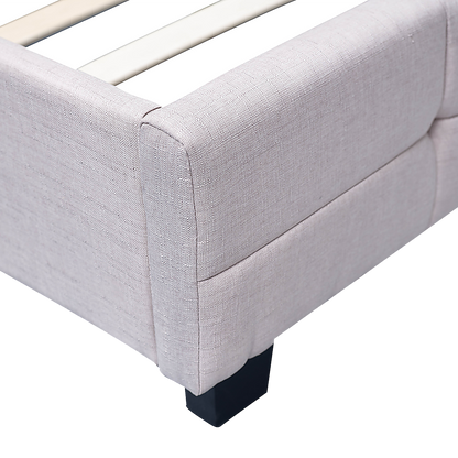 Linen Fabric King Deluxe Bed Frame Beige - Melbourne Home & Living