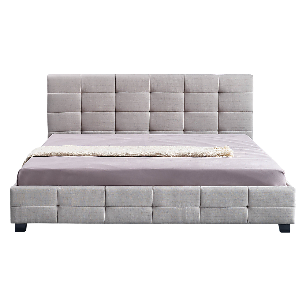 Linen Fabric King Deluxe Bed Frame Beige - Melbourne Home & Living