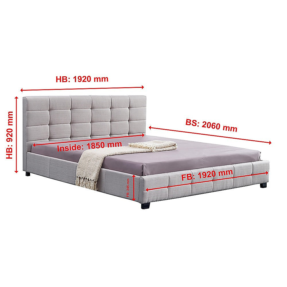 Linen Fabric King Deluxe Bed Frame Beige - Melbourne Home & Living