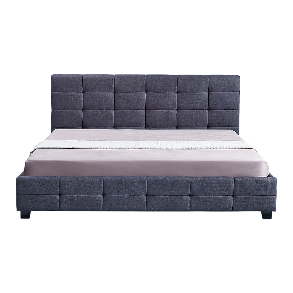 Linen Fabric King Deluxe Bed Frame Grey - Melbourne Home & Living