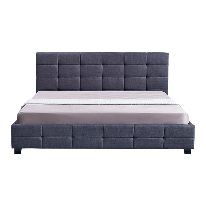Linen Fabric King Deluxe Bed Frame Grey - Melbourne Home & Living