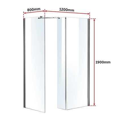 1200x800mm Walk in Shower Enclosure Safety Glass Shower By Della Francesca - Melbourne Home & Living