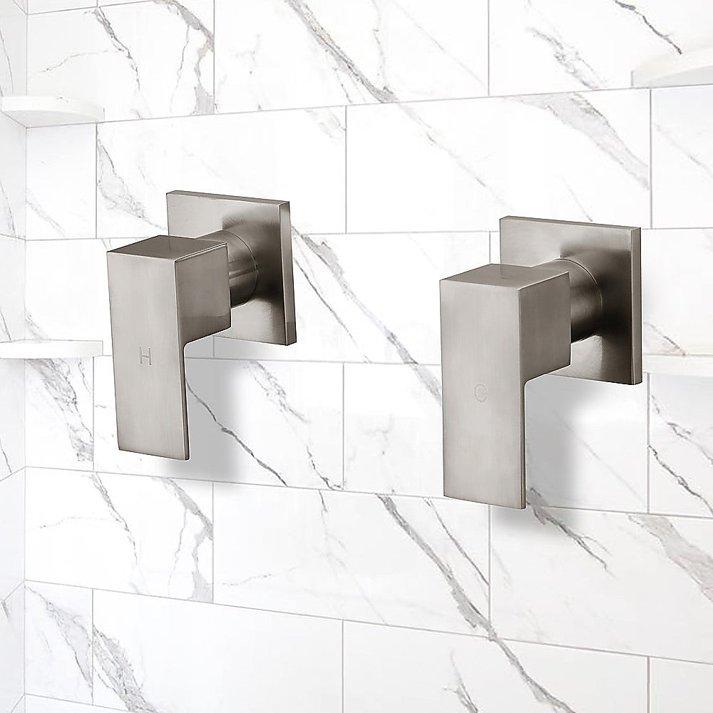 Chrome Bathroom Shower / Bath Mixer Tap Set with Brushed Finish w/ WaterMark