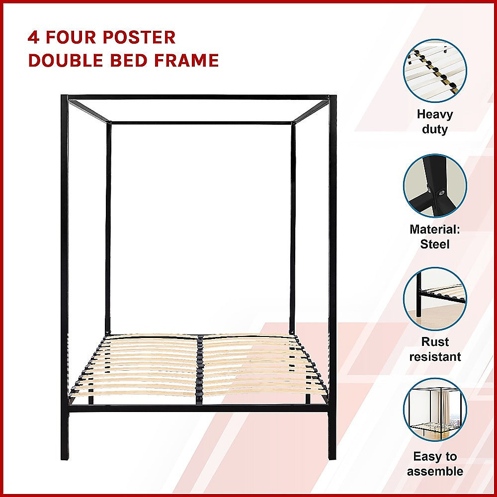 4 Four Poster Double Bed Frame - Melbourne Home & Living