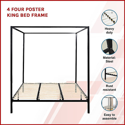 4 Four Poster King Bed Frame - Melbourne Home & Living