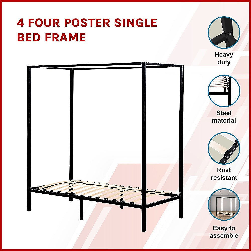 4 Four Poster Single Bed Frame - Melbourne Home & Living