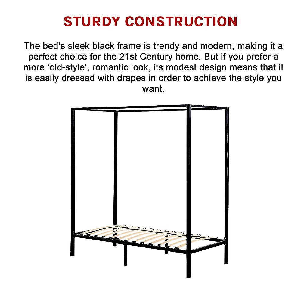 4 Four Poster Single Bed Frame - Melbourne Home & Living