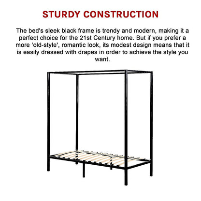 4 Four Poster Single Bed Frame - Melbourne Home & Living