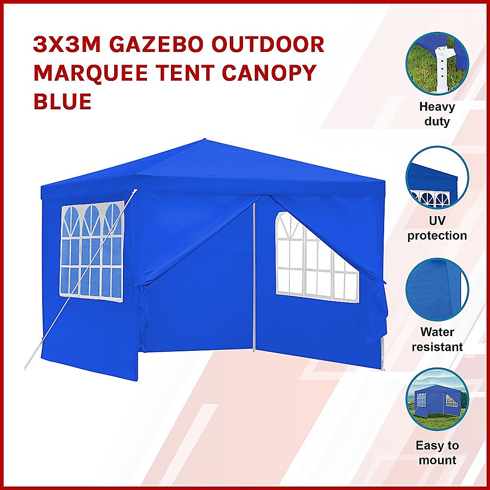 3x3m Gazebo Outdoor Marquee Tent Canopy Blue - Melbourne Home & Living