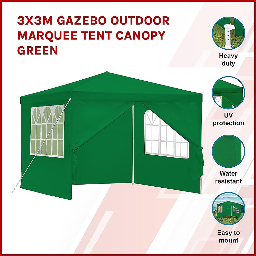 3x3m Gazebo Outdoor Marquee Tent Canopy Green - Melbourne Home & Living