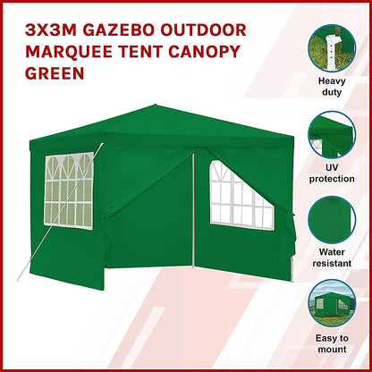 3x3m Gazebo Outdoor Marquee Tent Canopy Green - Melbourne Home & Living
