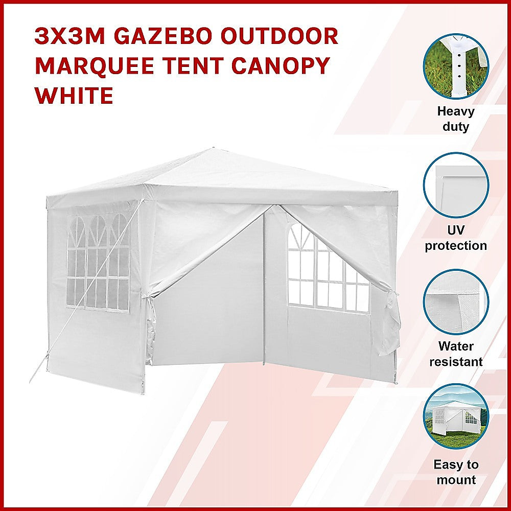 3x3m Gazebo Outdoor Marquee Tent Canopy White - Melbourne Home & Living
