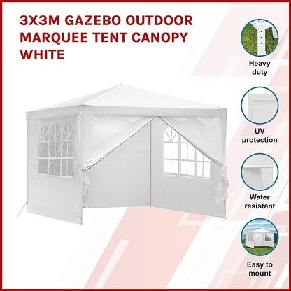 3x3m Gazebo Outdoor Marquee Tent Canopy White - Melbourne Home & Living