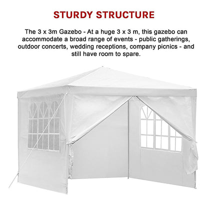 3x3m Gazebo Outdoor Marquee Tent Canopy White - Melbourne Home & Living