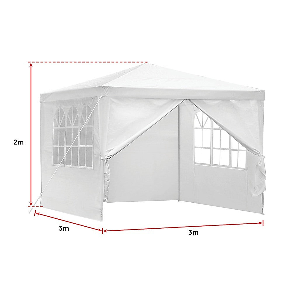 3x3m Gazebo Outdoor Marquee Tent Canopy White - Melbourne Home & Living