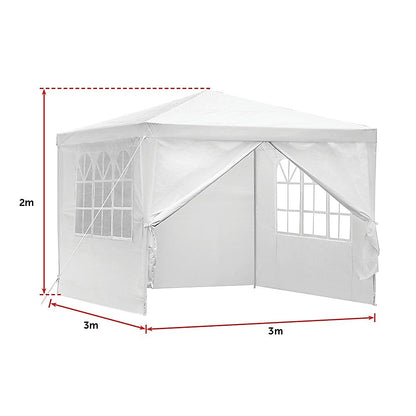 3x3m Gazebo Outdoor Marquee Tent Canopy White - Melbourne Home & Living