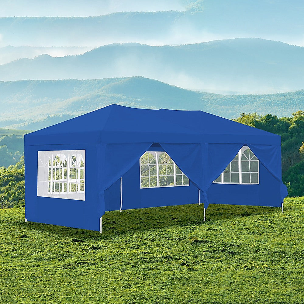 3x6m Gazebo Outdoor Marquee Tent Canopy Blue - Melbourne Home & Living