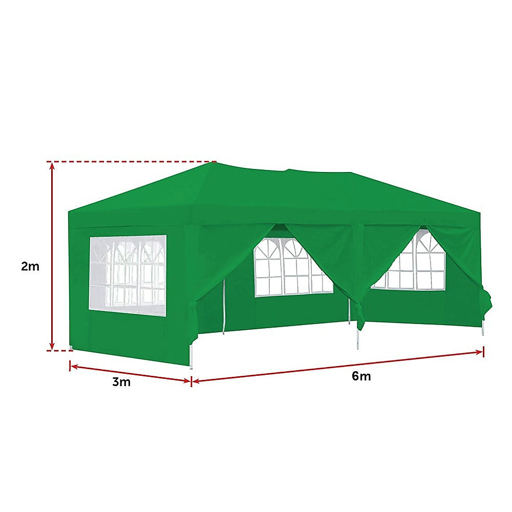 3x6m Gazebo Outdoor Marquee Tent Canopy Green - Melbourne Home & Living