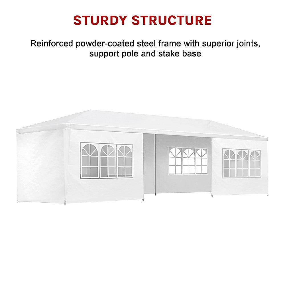 3x9m Wedding Outdoor Gazebo Marquee Tent Canopy White - Melbourne Home & Living