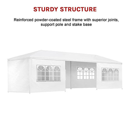 3x9m Wedding Outdoor Gazebo Marquee Tent Canopy White - Melbourne Home & Living