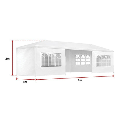 3x9m Wedding Outdoor Gazebo Marquee Tent Canopy White - Melbourne Home & Living