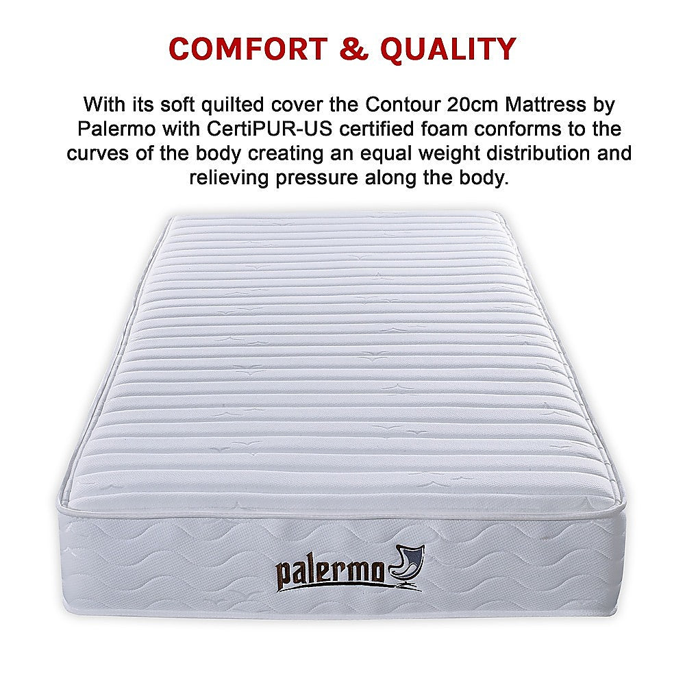 H&L Contour 20cm Encased Coil Single Mattress CertiPUR-US Certified Foam - Melbourne Home & Living