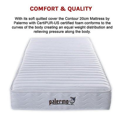 H&L Contour 20cm Encased Coil Single Mattress CertiPUR-US Certified Foam - Melbourne Home & Living