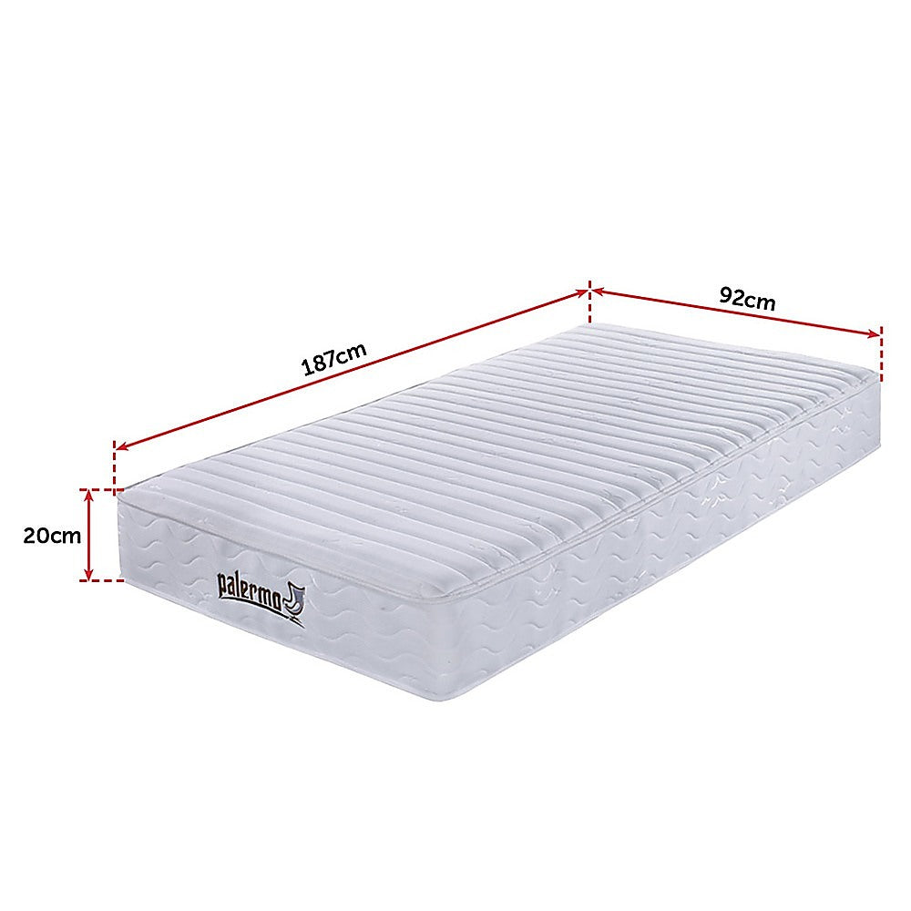 H&L Contour 20cm Encased Coil Single Mattress CertiPUR-US Certified Foam - Melbourne Home & Living