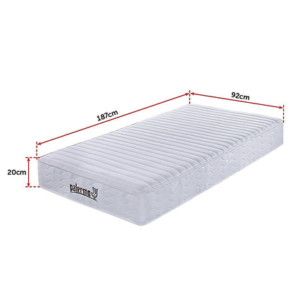 H&L Contour 20cm Encased Coil Single Mattress CertiPUR-US Certified Foam - Melbourne Home & Living